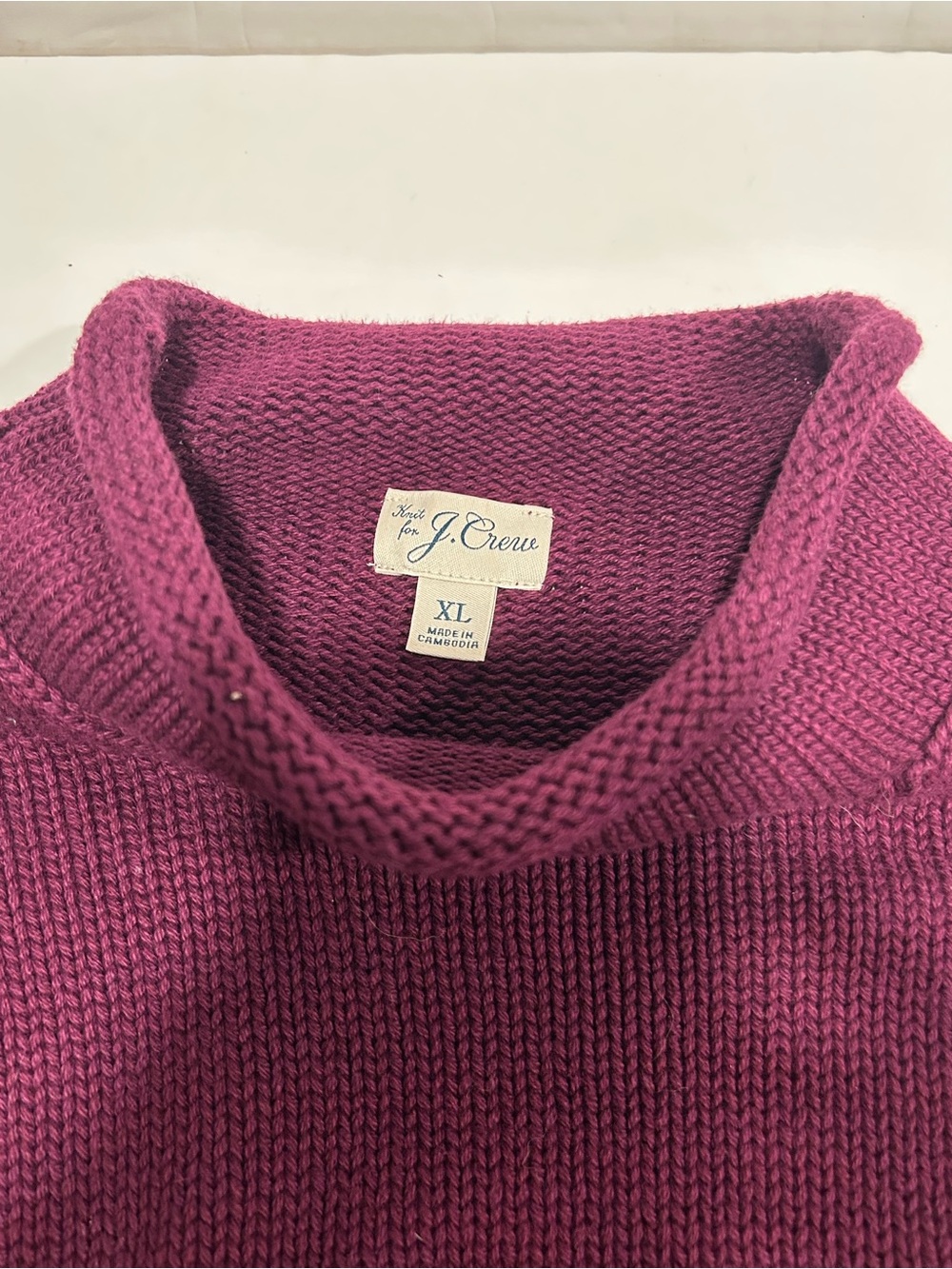 J.Crew Mens Heritage Cotton Rollneck Sweater XL Maroon Burgundy BJ511 FA23 - Picture 6 of 12